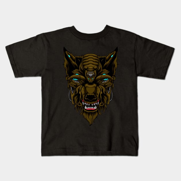 wolf robot illustration perfect for design Kids T-Shirt by Invectus Studio Store